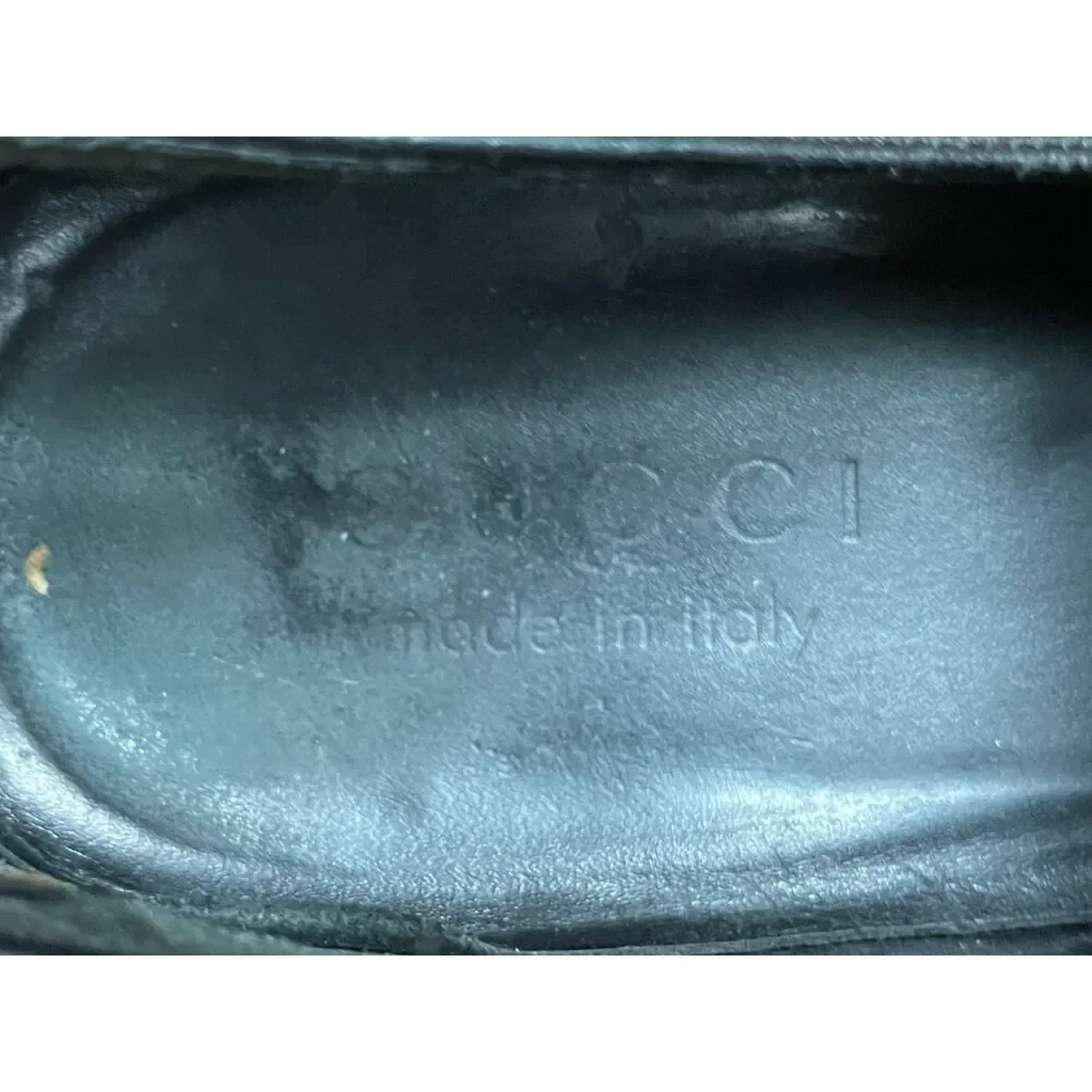 GUCCI Black Leather Slip On Slide Loafers Shoes  Mens Size 9